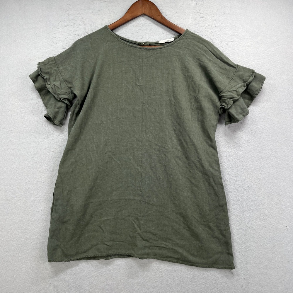 ee:some Top Women S Green Ruffle Sleeve Linen Boho Casual Chic Vacation Summer